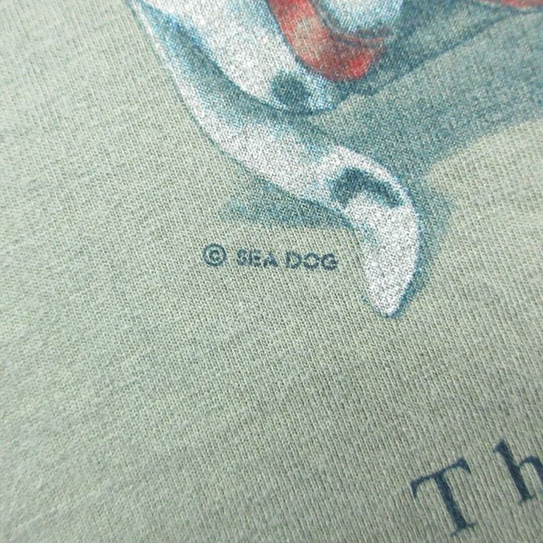 XL★古着 半袖 ビンテージ Tシャツ メンズ 90年代 90s 犬 SEADOG 大きいサイズ ロング丈 コットン クルーネック 緑系 グリーン 24apr20 中古 メンズのトップス(Tシャツ/カットソー(半袖/袖なし))の商品写真