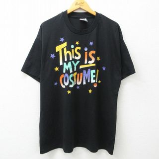 ヘインズ(Hanes)のXL★古着 ヘインズ Hanes 半袖 ビンテージ Tシャツ メンズ 90年代 90s 星 COSTUME 大きいサイズ クルーネック 黒 ブラック 24apr20 中古(Tシャツ/カットソー(半袖/袖なし))