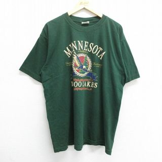 XL★古着 半袖 ビンテージ Tシャツ メンズ 00年代 00s ミネソタ ワシ 大きいサイズ コットン クルーネック 緑 グリーン 24apr20 中古(Tシャツ/カットソー(半袖/袖なし))