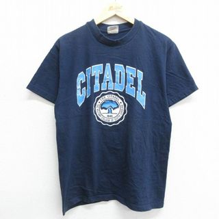 S★古着 半袖 ビンテージ Tシャツ メンズ 90年代 90s CITADEL シタデル軍事大学 カレッジ コットン クルーネック USA製 紺 ネイビー 24apr20 中古(Tシャツ/カットソー(半袖/袖なし))