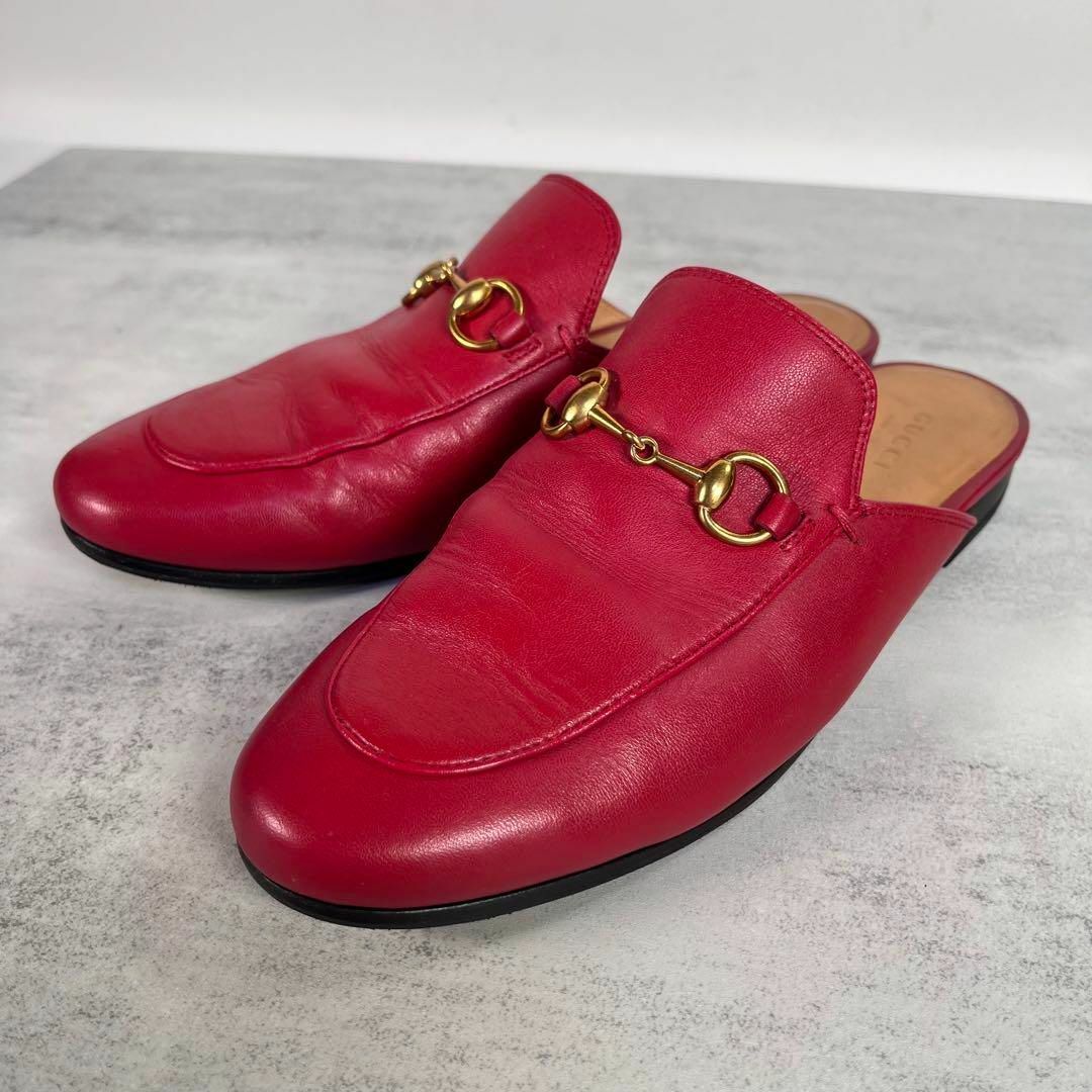 Gucci(グッチ)のグッチ/GUCCI ホースビット レザーサンダル　レッド 赤　スリッパ　ミュール レディースの靴/シューズ(サンダル)の商品写真