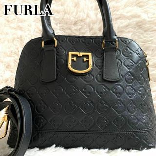 フルラ(Furla)の美品✨フルラ ファンタスティカ Sドーム 2way レザー 型押し 総柄(ハンドバッグ)