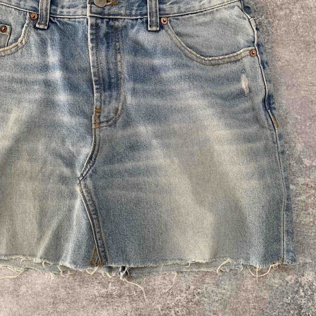 デニムスカート カットオフ ミニスカート 色落ちデニム 古着 カジュアル レディースのスカート(ミニスカート)の商品写真