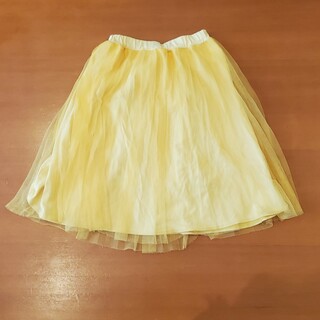 【中古】ever closet チュールプリーツスカート　130cm　イエロー(スカート)