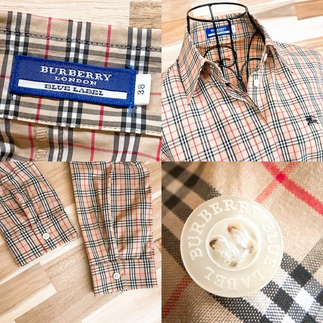 BURBERRY BLUE LABEL(バーバリーブルーレーベル)の【バーバリーブルーレーベル】ノバチェック 総柄 シャツ ブラウス ベージュ×黒 レディースのトップス(シャツ/ブラウス(長袖/七分))の商品写真