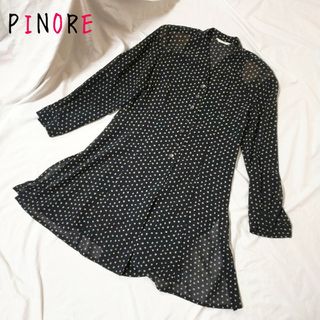 ピノーレ(PINOLE)のpinore ピノーレ チュニック シャツワンピース ドット柄 シースルー(ひざ丈ワンピース)