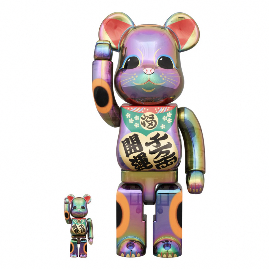 BE@RBRICK(ベアブリック)のBE@RBRICK 招き猫 開運・千万両 黒透明メッキ 100％ & 400％ エンタメ/ホビーのおもちゃ/ぬいぐるみ(キャラクターグッズ)の商品写真