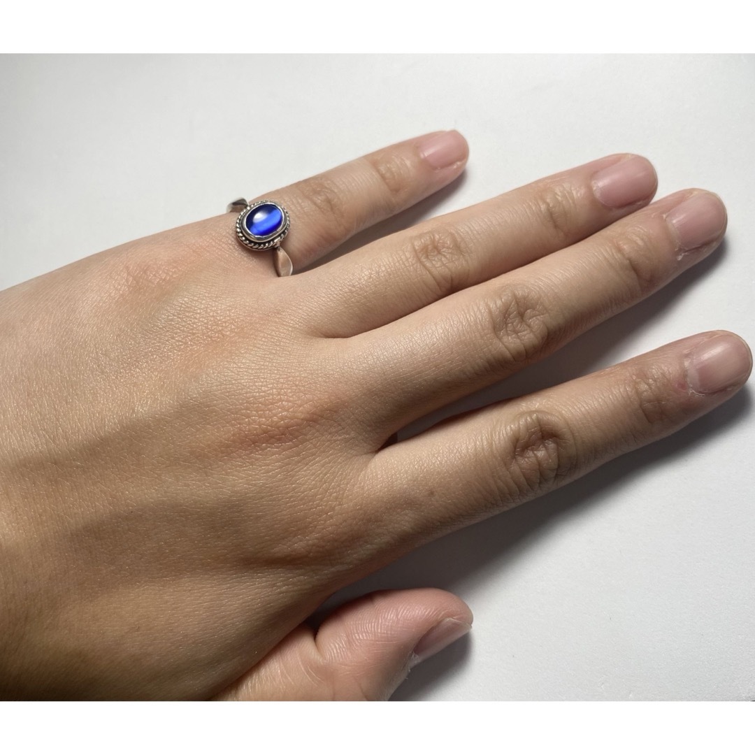 ブルーキャッツアイ　シルバー925 リング 9.5号　ギフト銀指輪　シンプル　ミ メンズのアクセサリー(リング(指輪))の商品写真