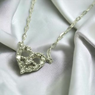 ヨンドシー(4℃)の◆4℃　ヨンドシー　可愛いハート天然ダイヤモンドネックレス　K18WG(ネックレス)