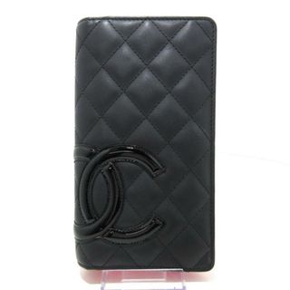 シャネル(CHANEL)のCHANEL(シャネル) 長財布美品  カンボンライン 黒 レザー×エナメル（レザー）(財布)