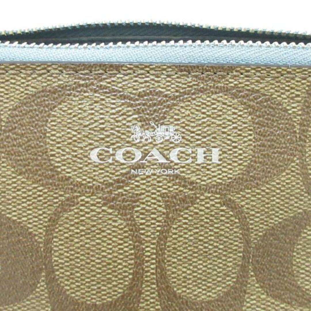 COACH(コーチ)のCOACH(コーチ) ポーチ - F53385 ブラウン×ライトブルー シグネチャー PVC(塩化ビニール) レディースのファッション小物(ポーチ)の商品写真