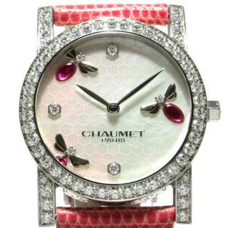 ショーメ(CHAUMET)のCHAUMET(ショーメ) 腕時計 アトラップモア/ビーマイラブ W16183-23M レディース K18WG×革ベルト/ダイヤベゼル/裏スケ/シェル文字盤 ホワイトシェル(腕時計)