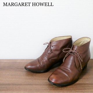 MARGARET HOWELL - 良品 マーガレットハウエル レザー チャンキーヒール ショートブーツ