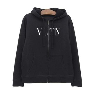 ヴァレンティノ(VALENTINO)のヴァレンティノ VLTN ロゴ プリント ジップアップ フーテッド パーカー TV3MF11I3TV メンズ ブラック VALENTINO 【中古】 【アパレル・小物】(パーカー)