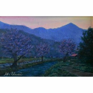 上井彦之介 「安曇野夕景」　油彩　Ｐ４号　真作保証　安曇野マジックアワー人気画家(絵画/タペストリー)