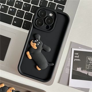 【売れ筋商品】iPhone15Pro　ケース　黒色　ダックスフンド　犬　シンプル(iPhoneケース)