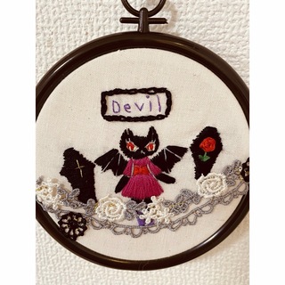 刺繍枠飾り　devil cute(その他)