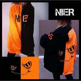 NieR two-tone ZIP PARKA【FACE ANGRY】パーカー(パーカー)