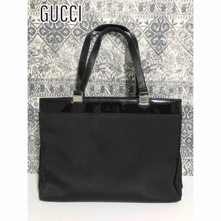 グッチ(Gucci)のGUCCI グッチ 002058 ナイロン ハンド トートバッグ ショルダー 黒(トートバッグ)