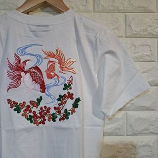 [ATTITUDE] 戯金魚 刺繍 和柄 Tシャツ [未使用/M]L-91432(Tシャツ/カットソー(半袖/袖なし))