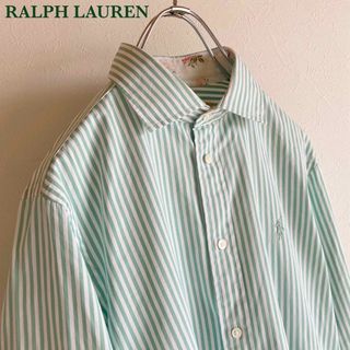 Ralph Lauren - ポロラルフローレン ロゴ刺繍 コットンポプリン 花柄 切替 ストライプ シャツ 