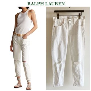 Ralph Lauren - ポロラルフローレン ダメージ加工 ボーイフレンド デニム パンツ 26 ホワイト