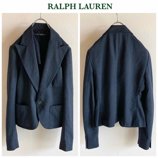 ラルフローレン(Ralph Lauren)のラルフローレン リネン混 ピークドラペル テーラードジャケット 4 ネイビー(テーラードジャケット)