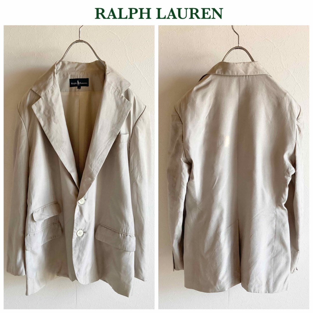 Ralph Lauren(ラルフローレン)のラルフローレン シルク 2B テーラードジャケット ブレザー 9 グレージュ レディースのジャケット/アウター(テーラードジャケット)の商品写真