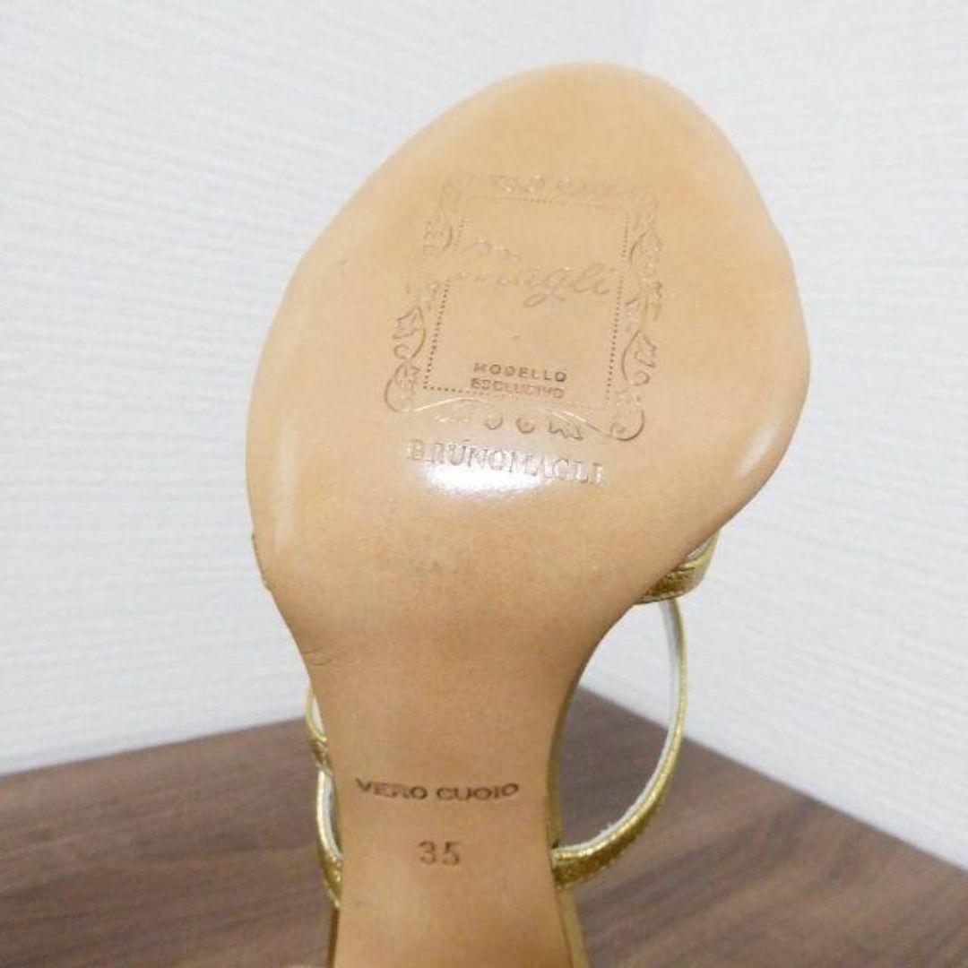 BRUNOMAGLI(ブルーノマリ)の極美品 ブルーノマリ レザー ストラップ ハイヒール サンダル ゴールド 35 レディースの靴/シューズ(サンダル)の商品写真