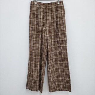 オーラリー(AURALEE)のAURALEE 新品 A23SP04NC LINEN SILK CHECK PANTS 定価44000円 サイズ1 パンツ 23SS ブラウン ベージュ レディース オーラリー【中古】4-0409M♪(カジュアルパンツ)