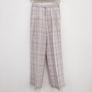 オーラリー(AURALEE)のAURALEE 新品 A23SP04NC LINEN SILK CHECK PANTS 定価44000円 サイズ0 パンツ 23SS パープル ピンク レディース オーラリー【中古】4-0409M♪#(カジュアルパンツ)