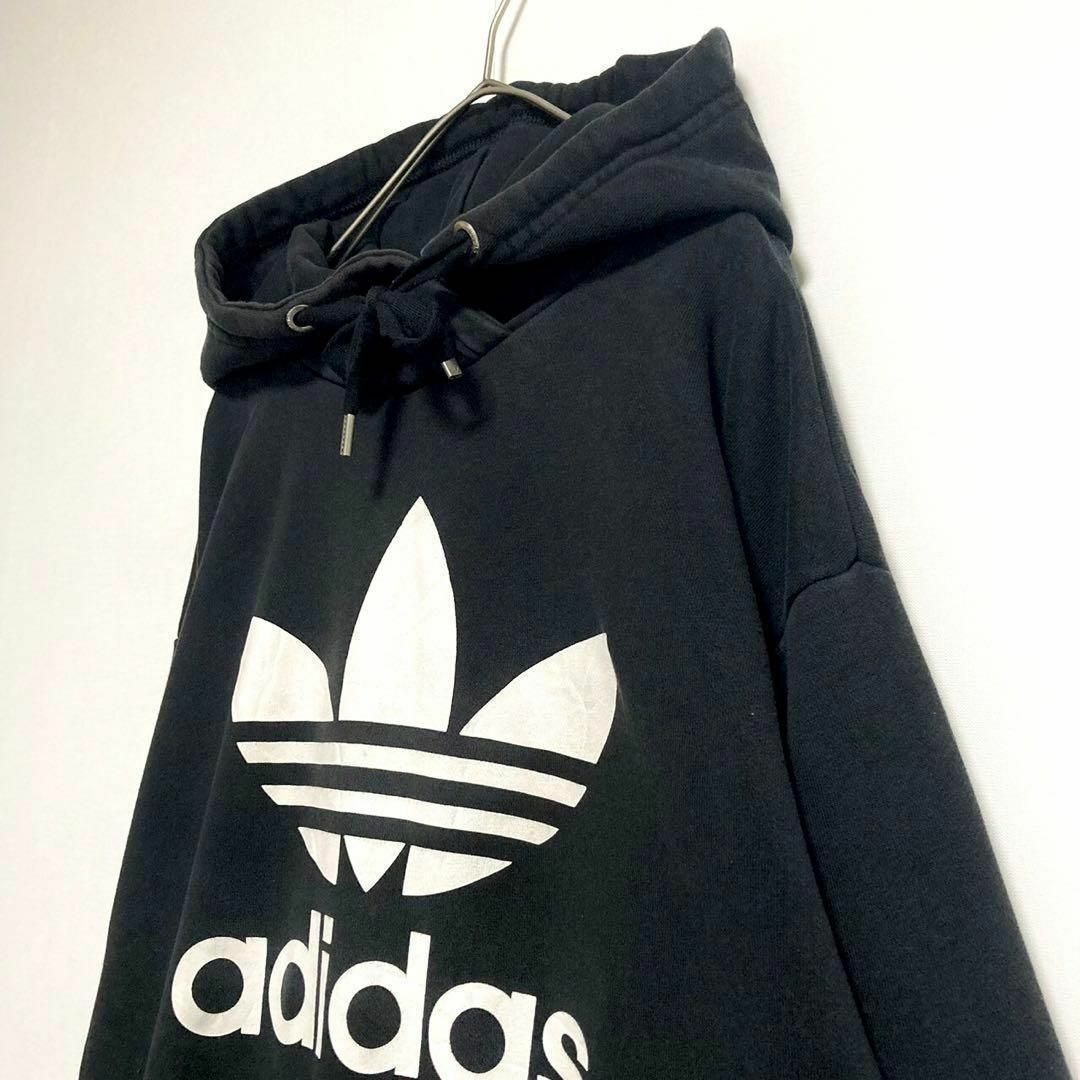 adidas(アディダス)の人気◎adidas◎パーカー◎黒×白◎トレフォイルロゴ◎プルオーバー◎太アーム◎ メンズのトップス(パーカー)の商品写真