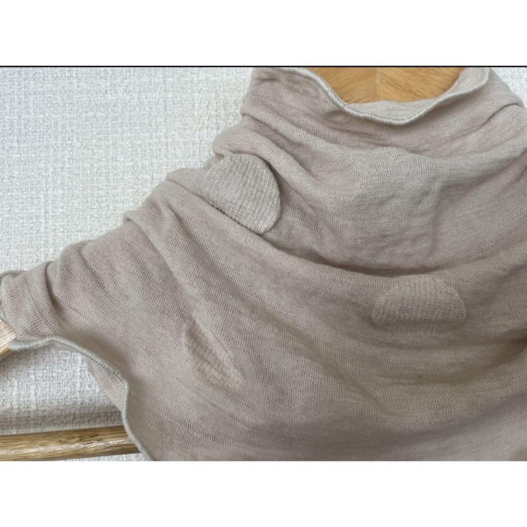 ドットエンボス加工綿100%手染めグレージュレースシングル手作りネックウォーマー レディースのファッション小物(ネックウォーマー)の商品写真