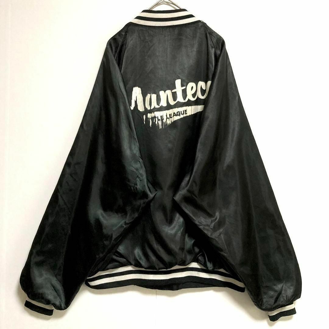 激レア◎80s◎USA製◎ナイロンスタジャン◎黒×白◎デカロゴ◎オーバーサイズ 激レア◎80s◎USA製◎ナイロンスタジャン◎黒×白◎デカロゴ◎オーバーサイズ