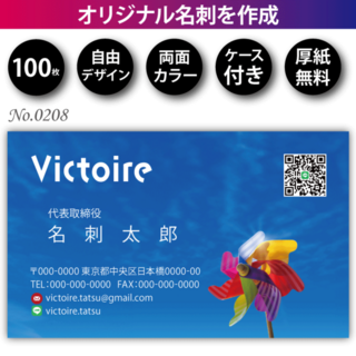 オリジナル名刺作成 100枚 両面フルカラー 紙ケース付 No.0208(オーダーメイド)