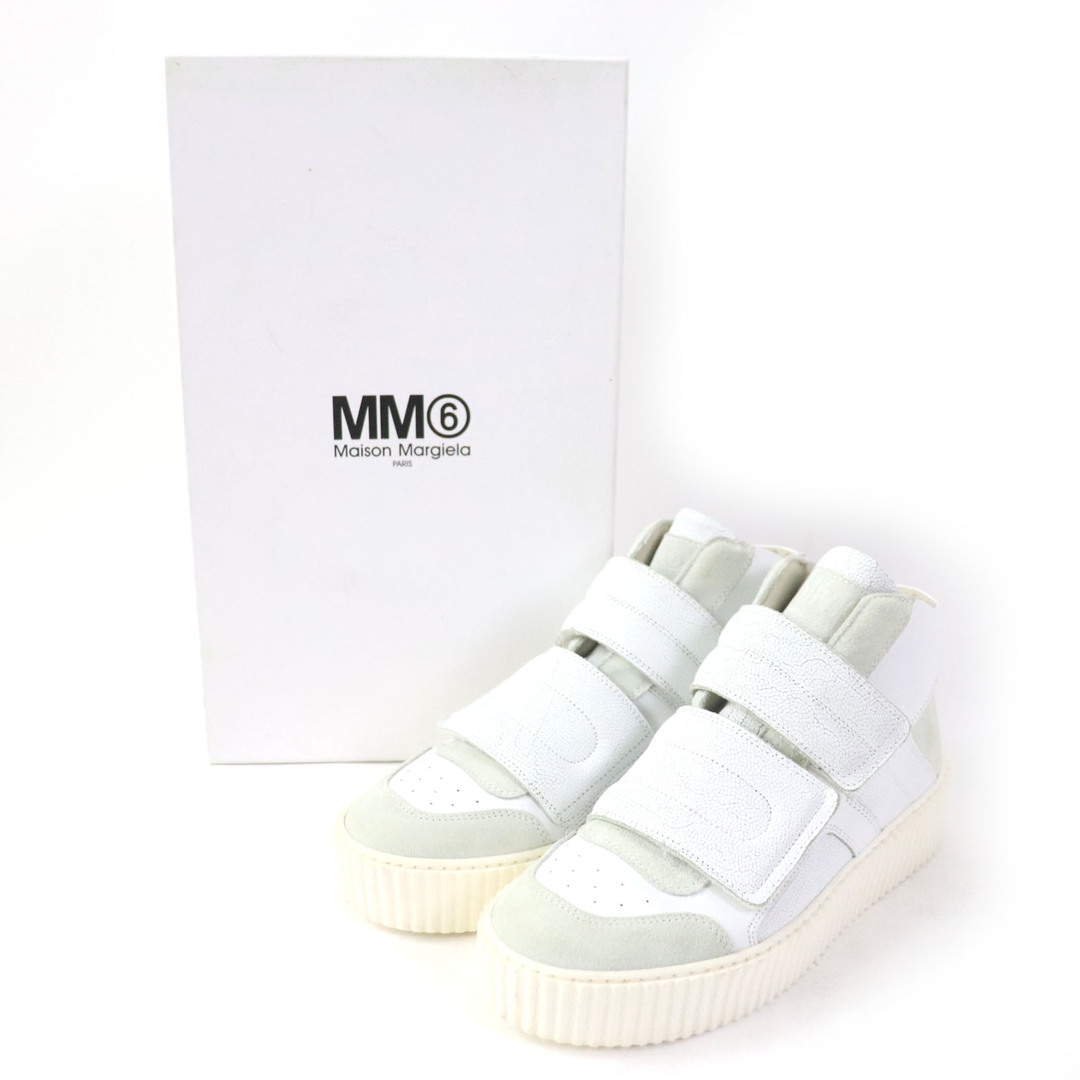 MM6(エムエムシックス)の極美品☆MM6 Maison Margiela エムエムシックス メゾンマルジェラ S59WS0028 レザー ベルクロ スニーカー ホワイト 37 箱・保存袋付き イタリア製 レディース 定価63,800円 レディースの靴/シューズ(スニーカー)の商品写真