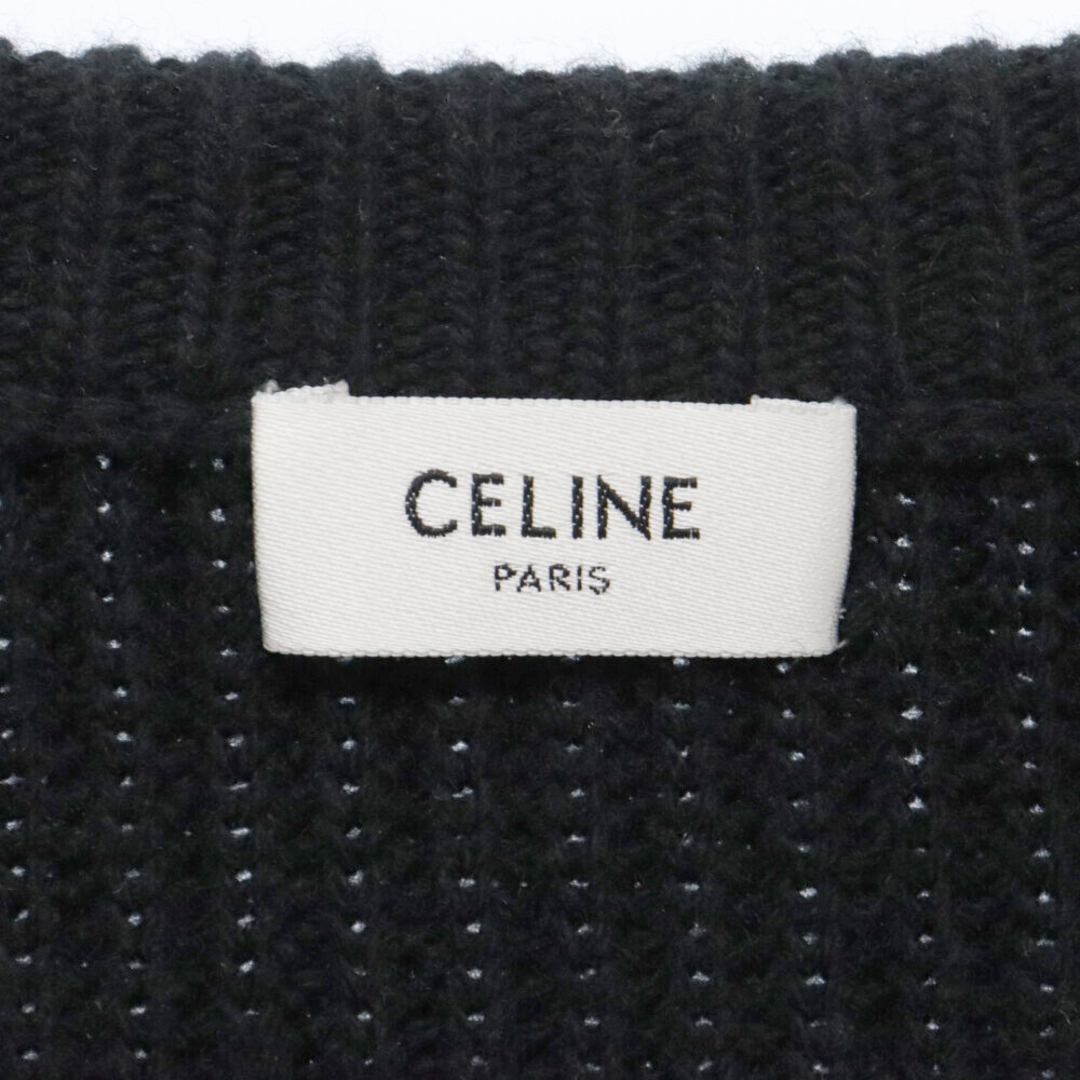 celine(セリーヌ)のCELINE セリーヌ 21AW Oversized Celine Sweater In Ribbed Wool ロゴ刺繍 オーバーサイズ ウールニット セーター ブラック 2A19R423P メンズのトップス(ニット/セーター)の商品写真