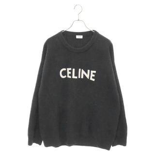 セリーヌ(celine)のCELINE セリーヌ 21AW Oversized Celine Sweater In Ribbed Wool ロゴ刺繍 オーバーサイズ ウールニット セーター ブラック 2A19R423P(ニット/セーター)