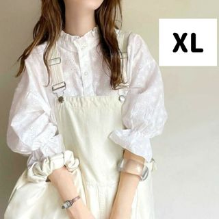 クラシカルエルフ(Classical Elf.)のクラシカルエルフ　花柄　レース ブラウス　XL ホワイト(シャツ/ブラウス(長袖/七分))