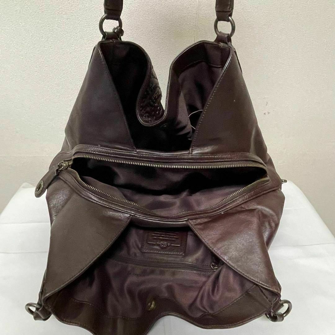 COACH ショルダーバッグ ホーボー スタッズ ×レザー バーガンディ 美品 メンズのバッグ(ショルダーバッグ)の商品写真