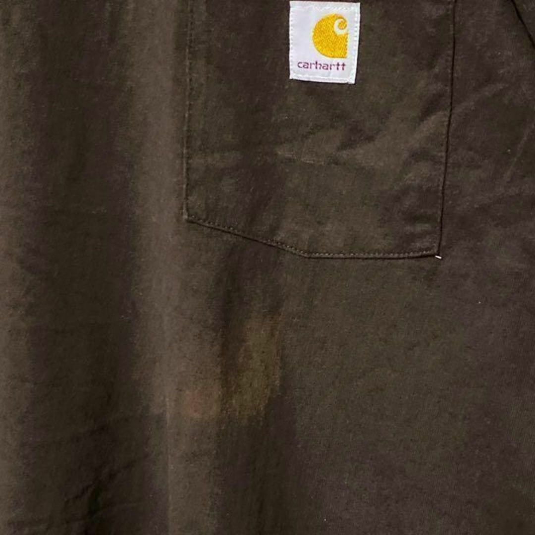 USA古着 90s 半袖 Tシャツ ブラウン 茶 ポケT カーハート ポケT メンズのトップス(Tシャツ/カットソー(半袖/袖なし))の商品写真