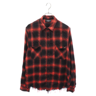 アミリ(AMIRI)のAMIRI アミリ CUT OFF FLANNEL CHECK SHIRT カットオフ ヘムフランネル 長袖チェックシャツ(シャツ)