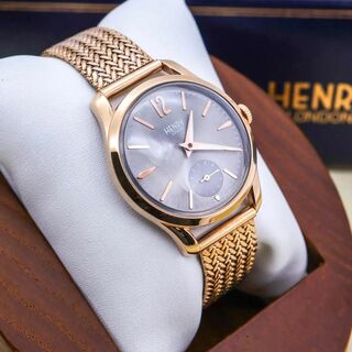 ◆美品 稼働 HENRY LONDON 腕時計 外箱 スモセコ レディース k(腕時計)