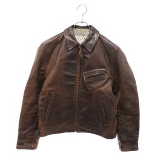 AERO LEATHER エアロレザー FRONT QUARTER HORSEHIDE シングルレザーライダース ジャケット ホースハイド ブラウン 71268(ライダースジャケット)