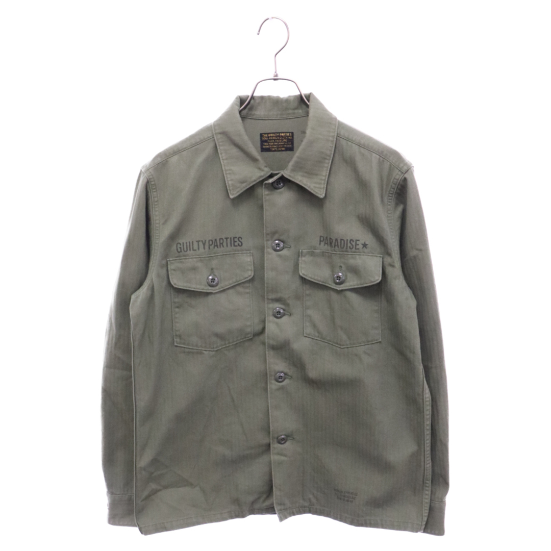 WACKO MARIA(ワコマリア)のWACKO MARIA ワコマリア ARMY SHIRT アーミー バックプリント ヘリンボーン ミリタリーシャツ カーキ メンズのトップス(シャツ)の商品写真