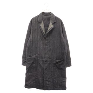 ワイズ(Y's)のY's ワイズ LINEN NEPPY HERRINGBONE LEFT COLLAR SLIT JACKET リネン ネッピー ヘリンボーン柄レフト カットオフカラー スリットロングジャケット ネイビー YJ-J14-119(フライトジャケット)