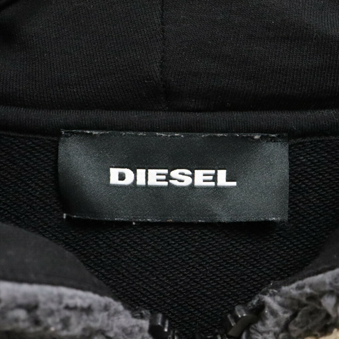 DIESEL(ディーゼル)のDIESEL ディーゼル S-ALDY ボアフリース ジップアップ パーカー ブラック/ホワイト A04255 メンズのトップス(パーカー)の商品写真