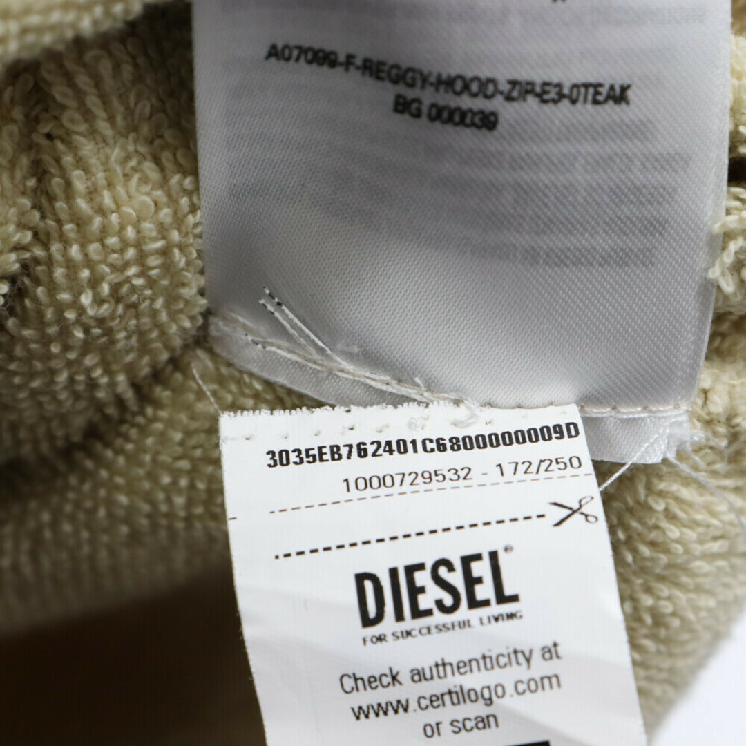 DIESEL(ディーゼル)のDIESEL ディーゼル F-Reggy-Hood-Zip-E3 ジップアップ スウェットパーカー アイボリー A07099 0TEAK レディース メンズのトップス(パーカー)の商品写真