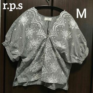 r.p.s  スカラップ刺繍ブラウス  ギンガムチェック  M