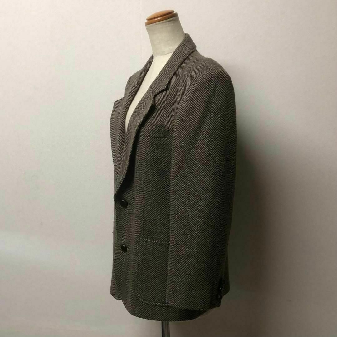 Jプレス ヘリンボーン織 ツイードジャケット ブラウン T156 美品 レディースのジャケット/アウター(テーラードジャケット)の商品写真